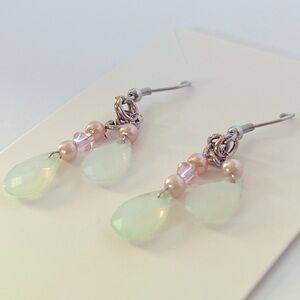 Cute, trendy handcrafted dangle earrings. Bead, wood, stone,crystals. S/G plated